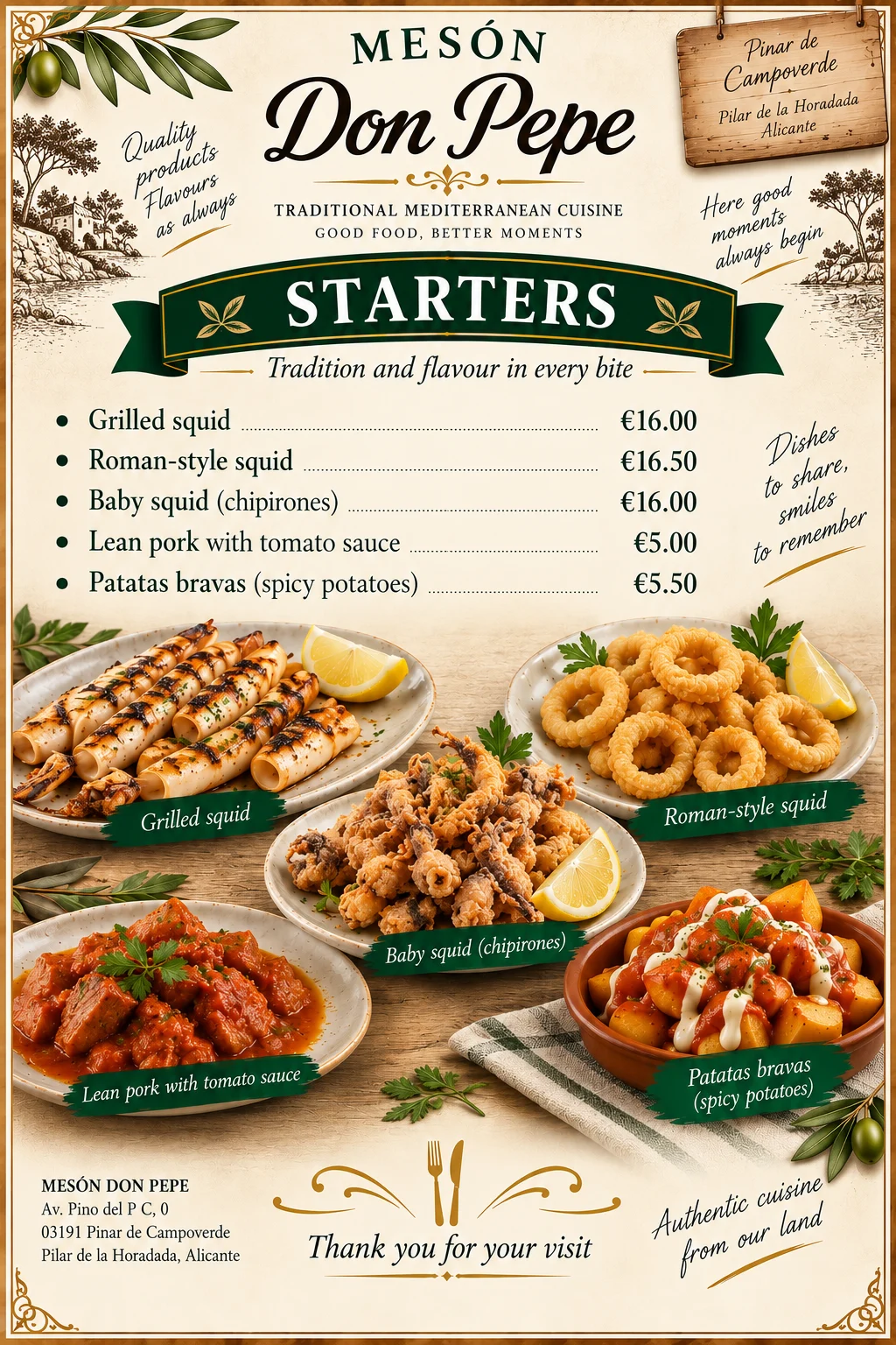 Starters · Mesón Don Pepe